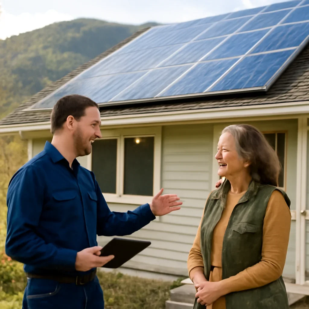Property owner discussing solar options for Slocan, BC