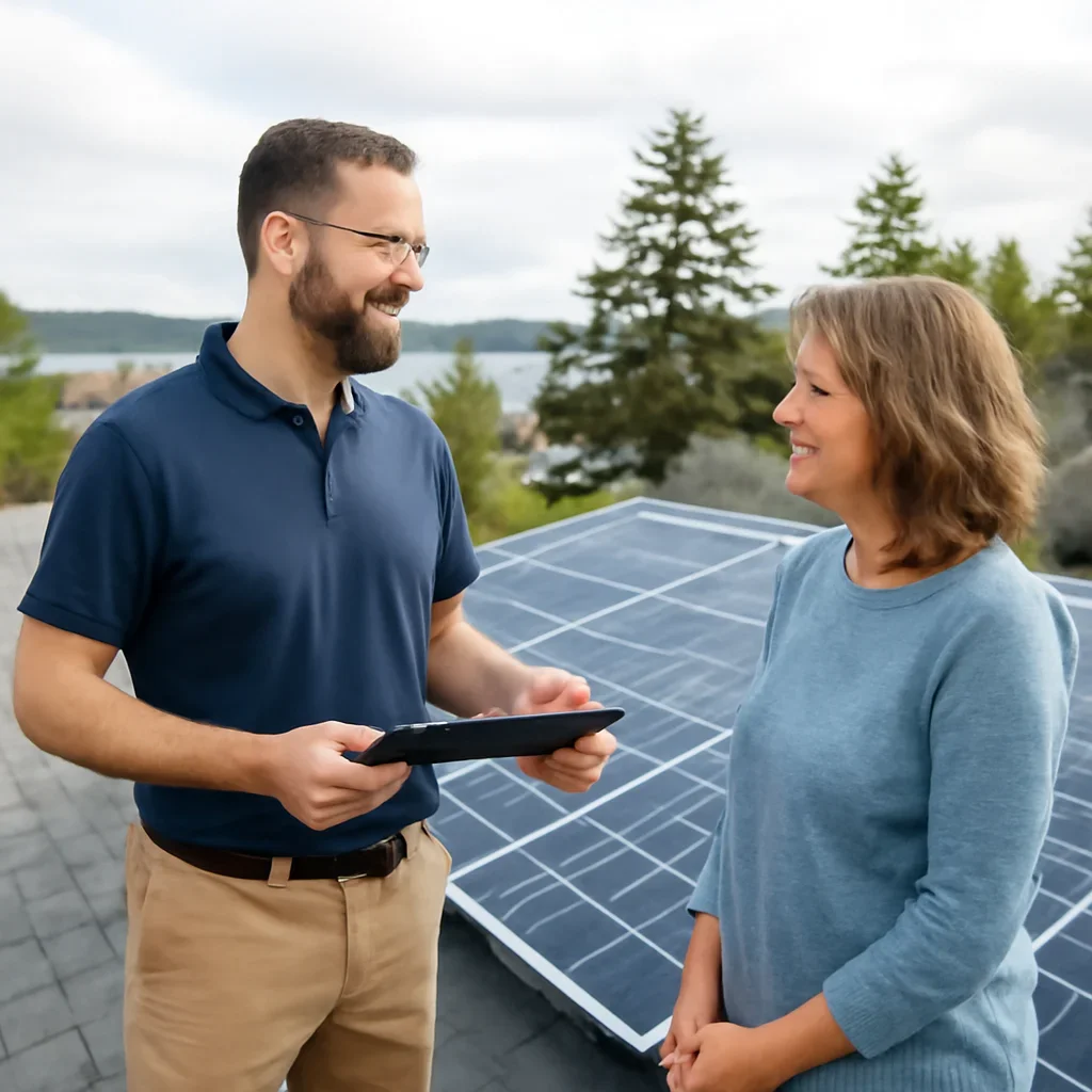 Property owner discussing solar options for Sooke, BC