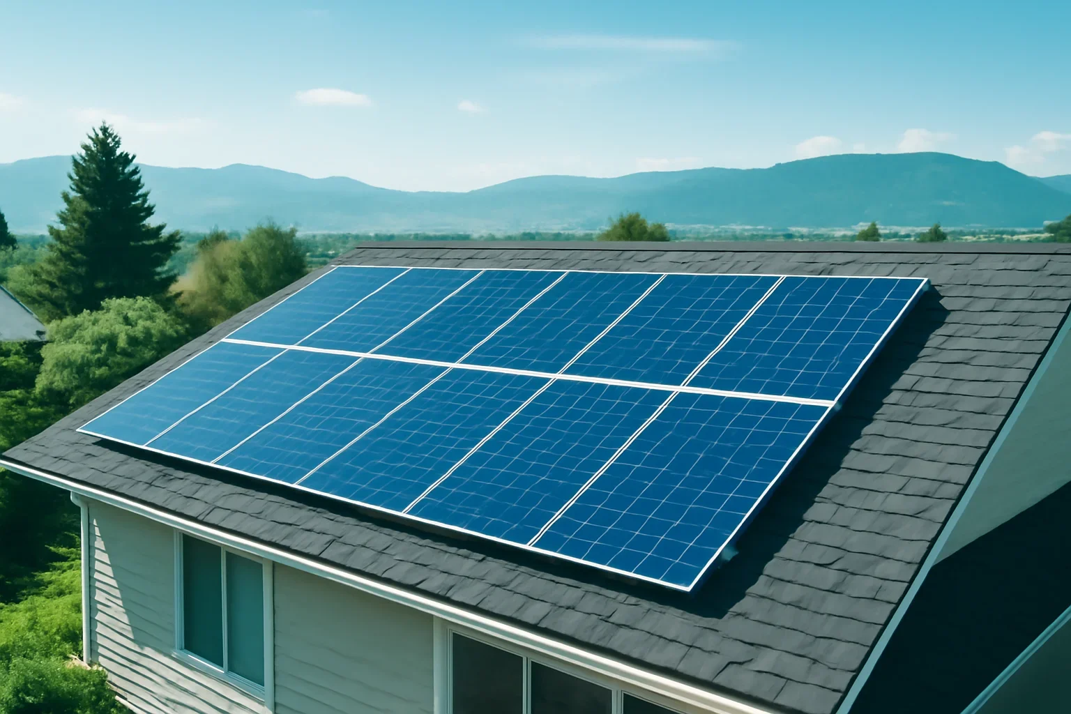 Rooftop solar panels on a property in Spallumcheen, BC