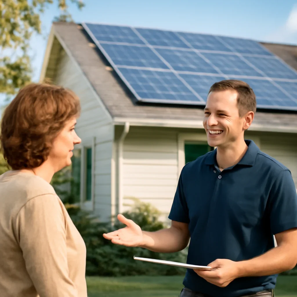 Property owner discussing solar options for Spallumcheen, BC