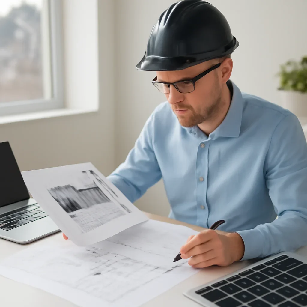 Solar consultant reviewing roof and electrical details for a Sparwood, BC project