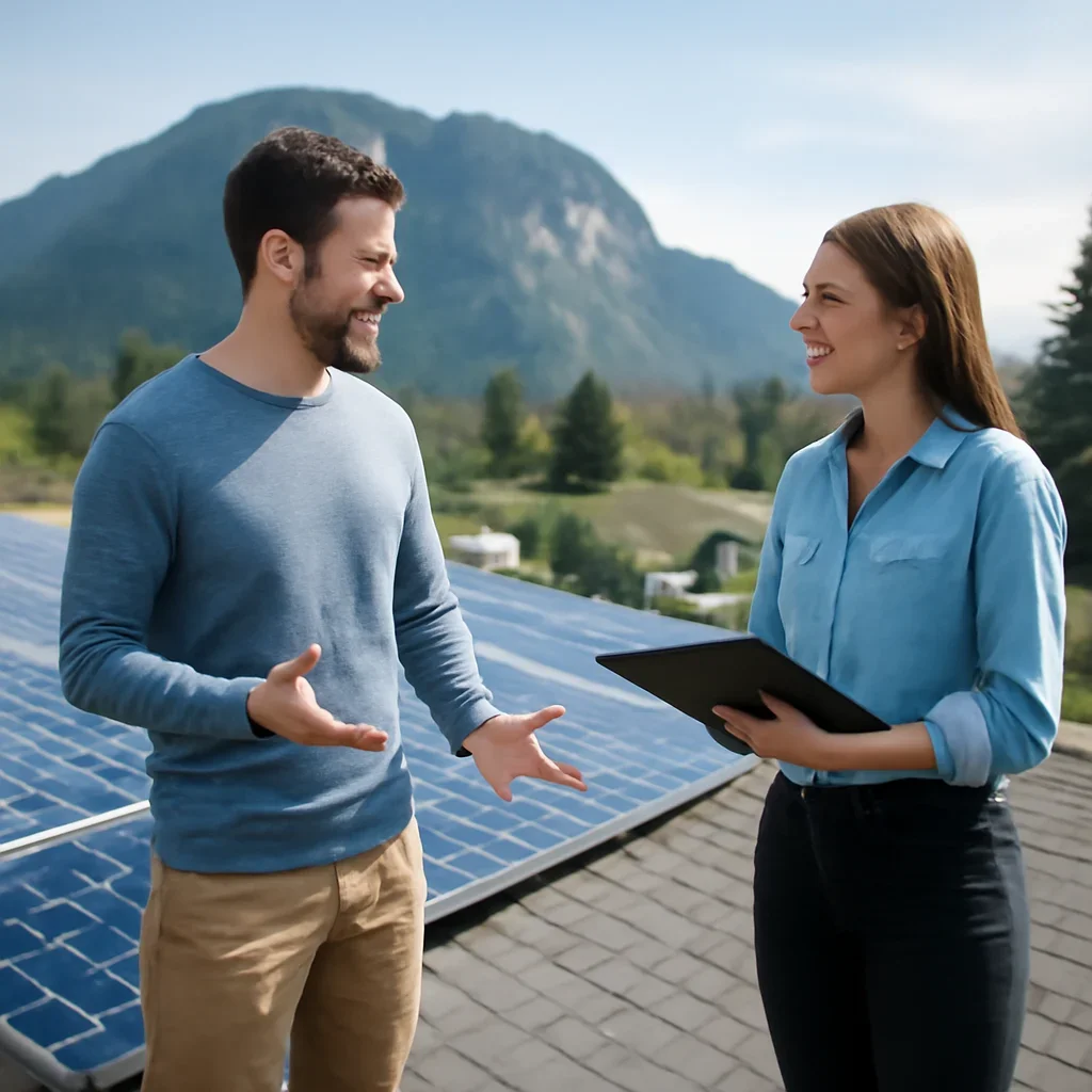 Property owner discussing solar options for Squamish, BC