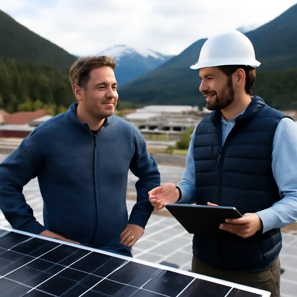Property owner discussing solar options for Stewart, BC