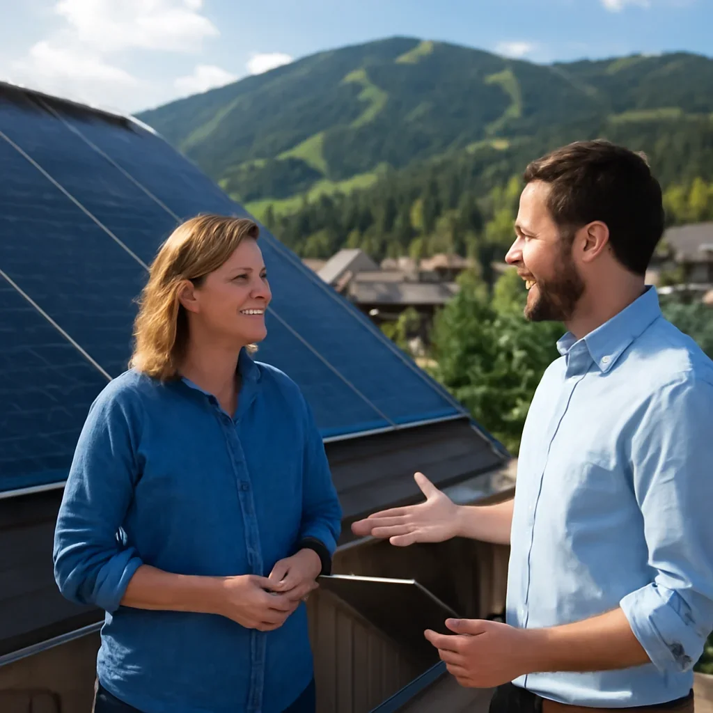 Property owner discussing solar options for Sun Peaks, BC