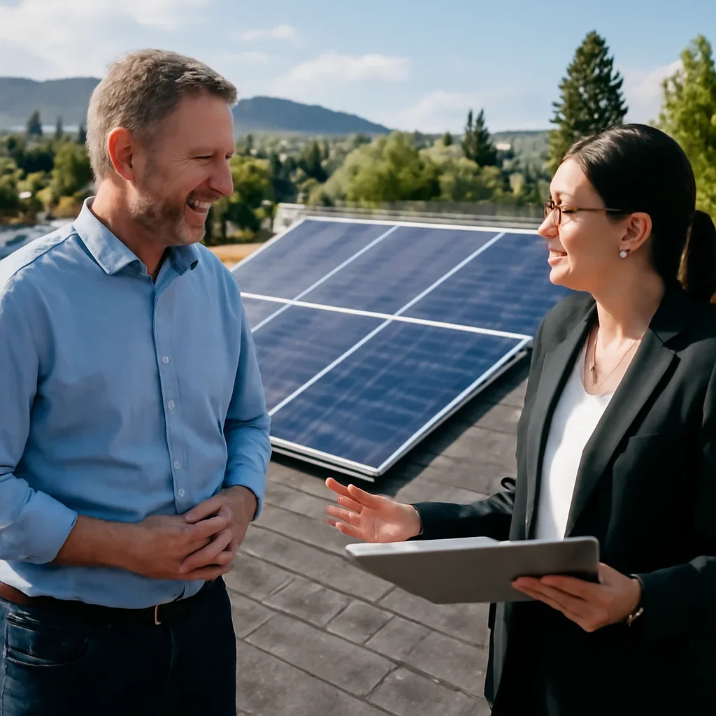 Property owner discussing solar options for Taylor, BC