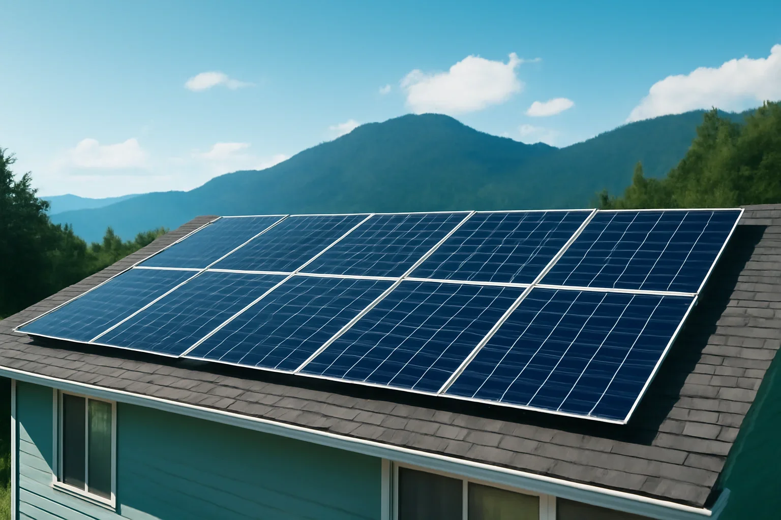 Rooftop solar panels on a property in Terrace, BC