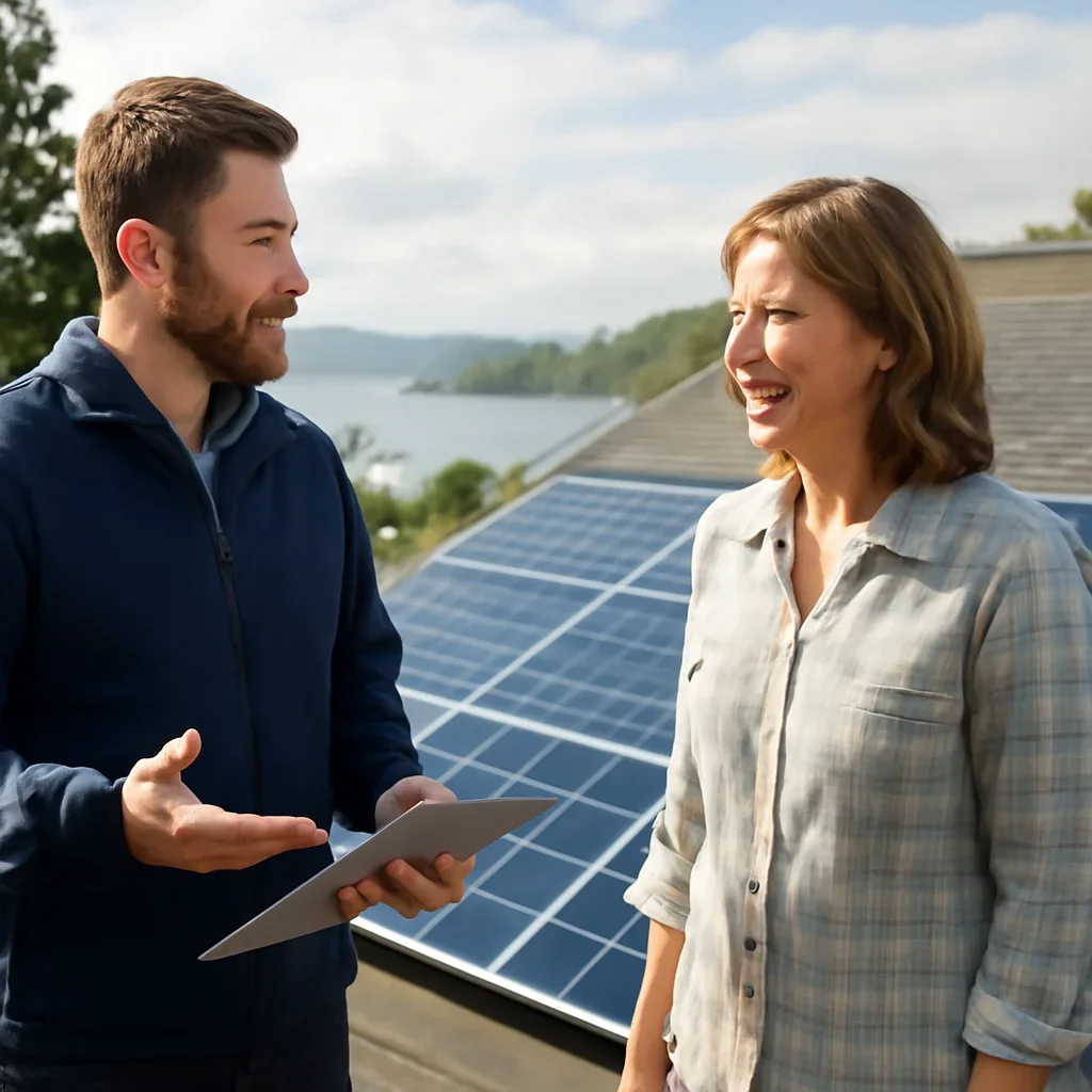Property owner discussing solar options for Tofino, BC