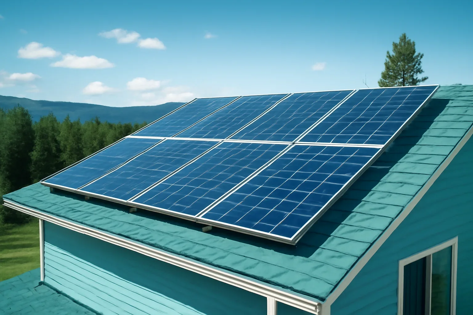Rooftop solar panels on a property in Tumbler Ridge, BC