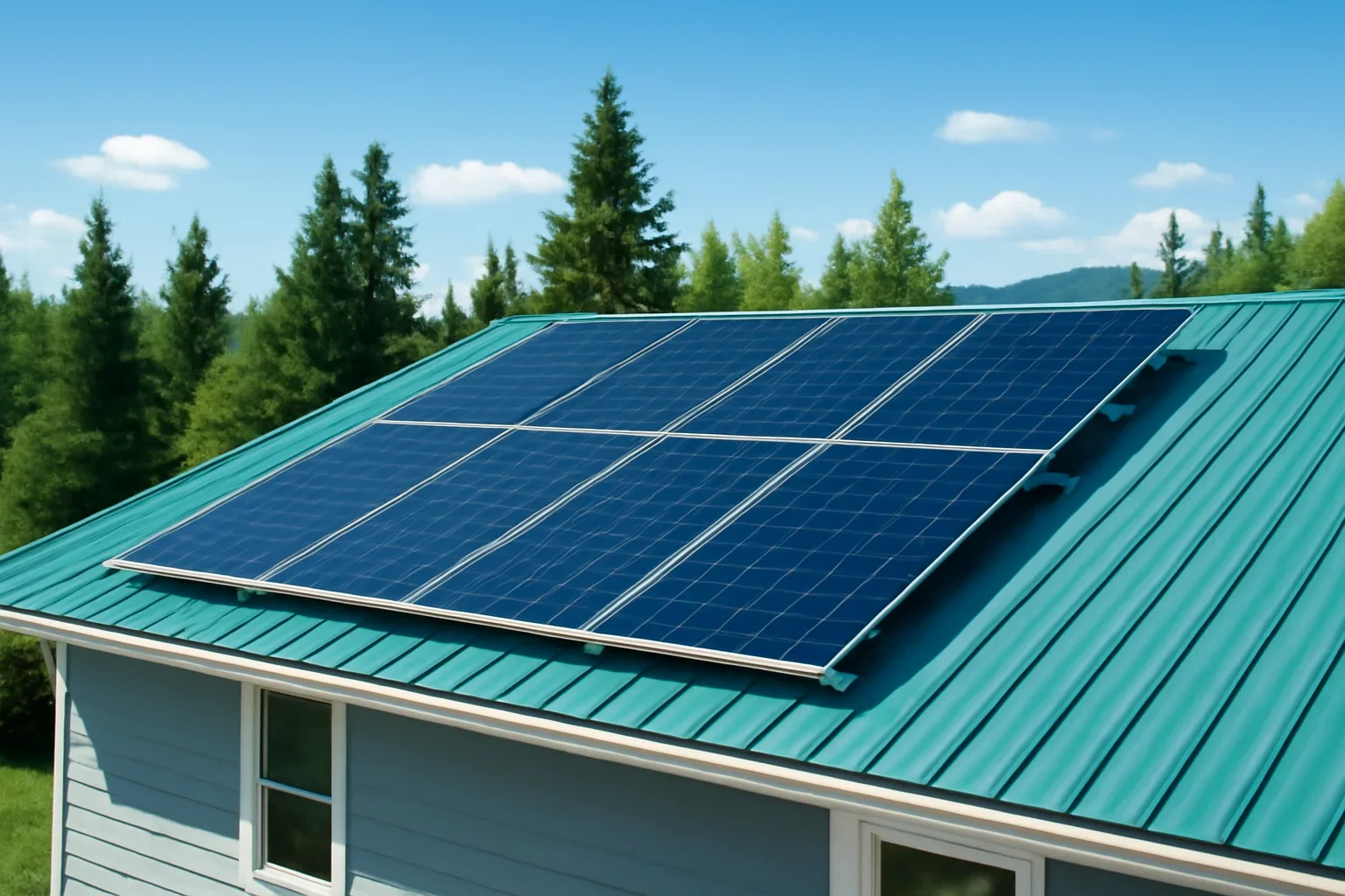 Rooftop solar panels on a property in Vanderhoof, BC