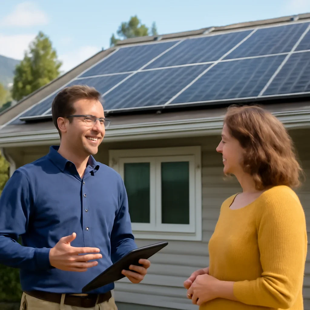 Property owner discussing solar options for Warfield, BC