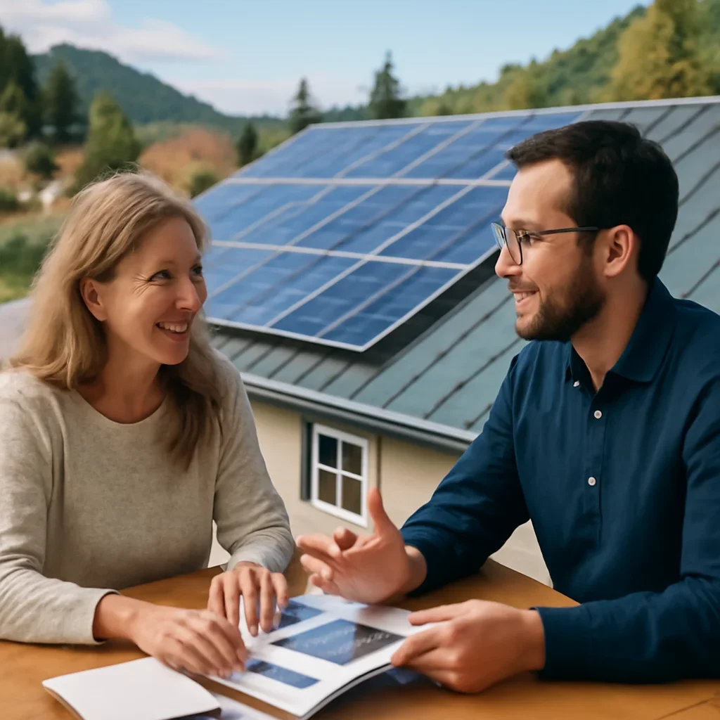 Property owner discussing solar options for Wells, BC