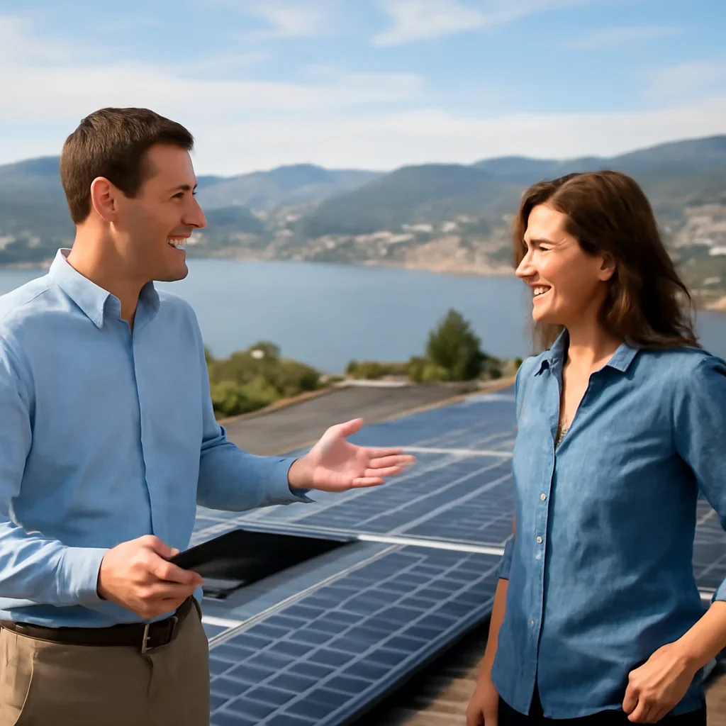 Property owner discussing solar options for West Kelowna, BC