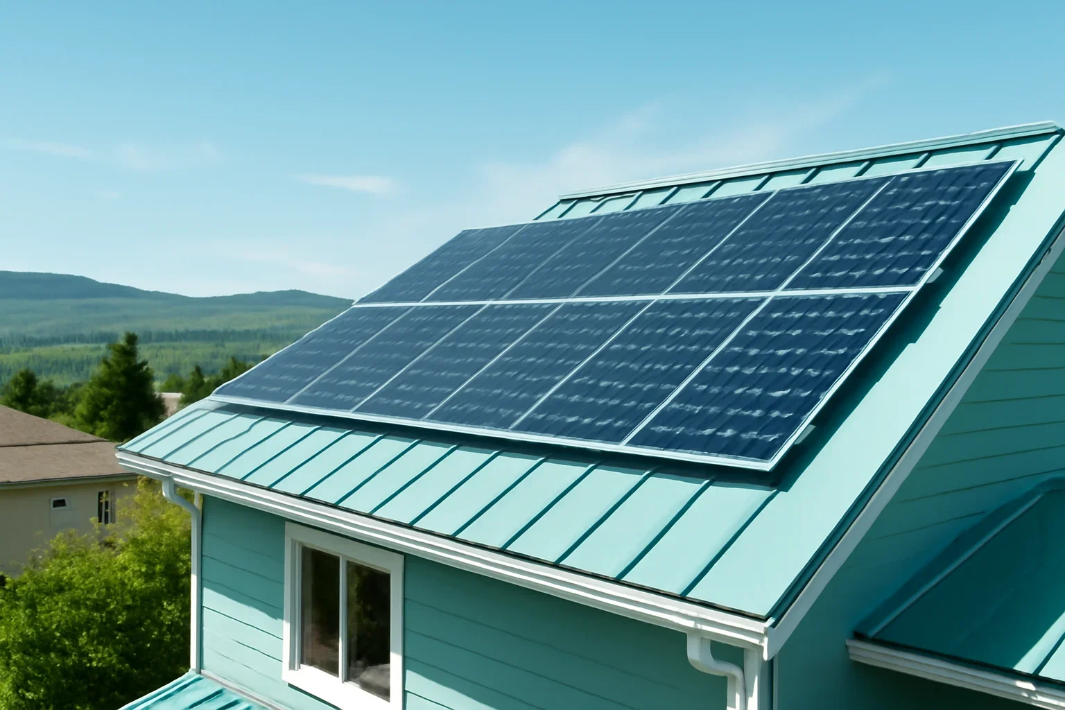 Rooftop solar panels on a property in Williams Lake, BC