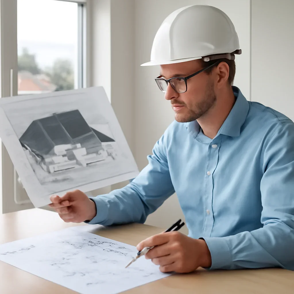 Solar consultant reviewing roof and electrical details for a Williams Lake, BC project